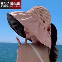 SHANCHAO夏季新款UV黑胶渔夫帽大檐遮阳帽女户外遮脸帽太阳帽女渔夫帽