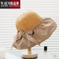 SHANCHAO帽女新款黑胶遮阳帽大帽檐旅游渔夫帽夏季帽子