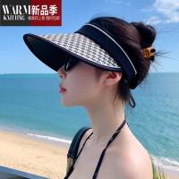 SHANCHAO2023新款大帽檐女户外遮阳夏季草编遮脸空顶太阳帽子