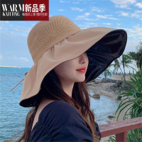 SHANCHAOUV黑胶遮阳帽子女夏遮脸太阳帽户外骑车大帽檐渔夫帽