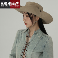 SHANCHAO夏季户外露营遮阳登山帽女复古大檐西部牛仔帽钓鱼渔夫帽子男