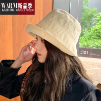 SHANCHAO卷边渔夫帽子女夏季帽日系早遮阳帽薄款黑色小沿女士盆帽