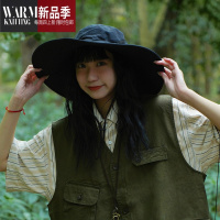 SHANCHAO西部牛仔露营渔夫帽大帽檐夏季帽子户外徒步登山旅行太阳帽女