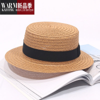 SHANCHAO旅游帽子女出游平顶礼帽女英伦遮阳帽度假韩国范儿草帽小清新