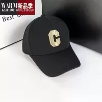 SHANCHAO男女帽子秋季C字母时尚百搭休闲棒球帽大头围遮阳鸭舌帽