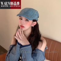 SHANCHAO牛仔帽2023新款帽子女贝雷帽鸭舌帽显脸小复古大帽檐女款