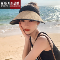 SHANCHAO草编太阳帽空顶帽子女夏天帽遮全脸大檐遮阳草帽