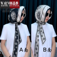 SHANCHAO双面双层新款2023多用百搭缎面丝巾帽头巾帽防风防尘时尚