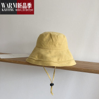 SHANCHAOchao赞的大帽檐渔夫帽小清新柠檬黄大沿百搭纯色遮阳盆帽