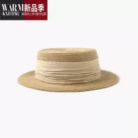SHANCHAO度假风优雅气质平顶草帽女夏季海边旅游遮阳帽法式礼帽太阳帽
