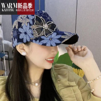 SHANCHAO夏季蕾丝水钻蝴蝶结棒球帽子女款2023新款网纱透气遮阳鸭舌帽