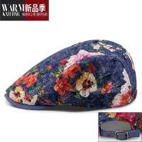 SHANCHAO帽子女夏季蕾丝花朵贝雷帽韩版休闲轻薄遮阳帽户外出游鸭舌帽