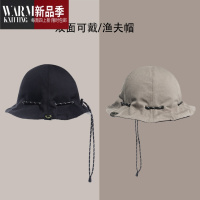 SHANCHAO 日系收纳渔夫帽女双面戴盆帽夏季遮阳街头帽子
