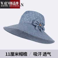 SHANCHAO中老年人帽子夏季薄款妈妈渔夫帽女大沿遮阳帽折叠太阳帽凉帽