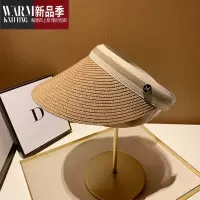 SHANCHAO海边空顶帽小众字母草帽女沙滩度假器鸭舌帽遮阳帽太阳帽潮