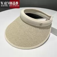 SHANCHAO草编遮阳帽子女款夏季2023新款黑胶大帽檐空顶太阳帽