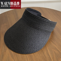 SHANCHAO草编空顶鸭舌帽时尚百搭女款夏季帽可卷太阳帽女草帽夏季遮阳