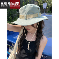 SHANCHAO 甜酷西部牛仔帽按扣立体户外大檐渔夫帽女夏