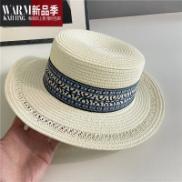 SHANCHAO波西米亚民族风海边沙滩遮阳草帽女夏季出游百搭平顶宽檐礼帽