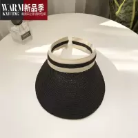 SHANCHAO韩版草编空顶鸭舌帽子女夏天户外出游遮阳帽太阳沙滩休闲草帽