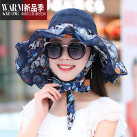 SHANCHAO帽子女夏季两面戴大沿遮阳帽可折叠透气遮脸沙滩帽户外太阳帽