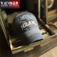 SHANCHAO韩国潮牌软顶棒球帽休闲情侣个性鸭舌帽男女弯檐小众高级蓝灰