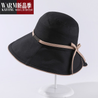 SHANCHAO新款遮阳帽女系绳太阳帽盆帽韩国大沿渔夫布帽