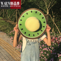 SHANCHAO儿童帽子夏太阳帽男女童出游遮阳西瓜草帽宝宝大檐亲子遮阳帽