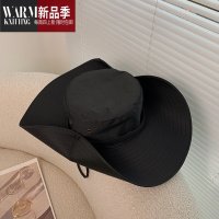 SHANCHAO复古登山帽女户外露营抽绳西部牛仔帽简约遮阳渔夫帽子