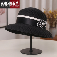 SHANCHAO法式时尚小香风遮阳盆帽女夏季新款防外线草帽出游太阳帽百搭