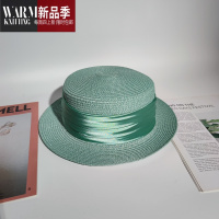 SHANCHAO网红ins法式复古休闲平顶宽檐礼帽女天出游度假遮阳草帽