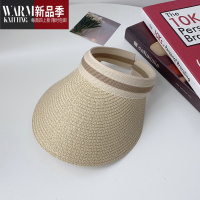 SHANCHAO帽子女空顶鸭舌帽女夏季遮脸遮阳帽太阳草编无顶度假草帽夏