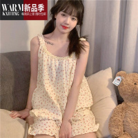 SHANCHAO夏季睡衣女甜美可爱樱桃小碎花吊带睡衣女薄款家居服套装