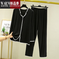 SHANCHAO莫代尔长袖t恤女大码宽松薄款睡衣套装韩版百搭显瘦休闲上衣