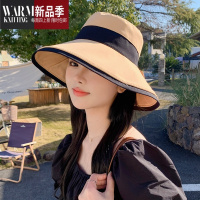 SHANCHAO百搭渔夫帽潮拼色夏季后开叉蝴蝶结时尚休闲遮阳帽韩版帽子女