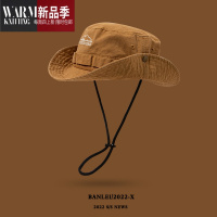 SHANCHAO日系薄款抽绳大檐渔夫帽子女夏季透气户外登山出游西部牛仔帽