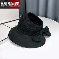 SHANCHAO扎高马尾帽子女夏季空顶帽遮阳帽太阳帽显脸小渔夫帽