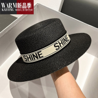 SHANCHAO韩版ins网红字母平顶草编礼帽子女出游遮阳百搭草帽潮