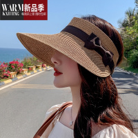 SHANCHAO日系2022夏季新款网红草帽女空顶遮阳帽无顶帽子户外太阳帽子
