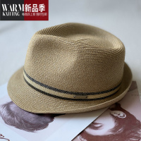 SHANCHAO新款草帽男女同款爵士帽英伦遮阳出游度假时尚礼帽潮帽小头围