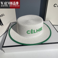 SHANCHAO草帽女夏遮阳2022年新款法式平顶礼帽英伦出游百搭海边渔夫帽