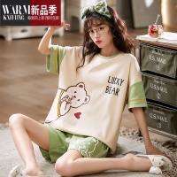SHANCHAO睡衣女夏款2023年新款夏天短袖可外穿棉质大码家居服薄款套装
