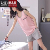 SHANCHAO睡衣女士夏款薄款背心短裤宽松大码可外穿无袖家居服套装