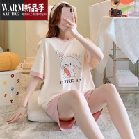 SHANCHAO睡衣女夏季短袖薄款2022年新款夏天可爱萝卜兔套装夏款家居服