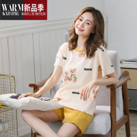 SHANCHAO睡衣女夏短袖套宽松薄款韩版新款甜美可爱家居服套装