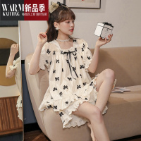 SHANCHAO带胸罩公主风睡衣女夏天薄款短袖短裤套装夏季可爱少女家居服