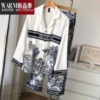 SHANCHAO情侣睡衣女款2023夏季冰丝高级感网红星夜长袖长裤家居服套装