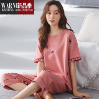 SHANCHAO短袖睡衣女夏季七分裤家居服套装2023年新款薄款可外穿款