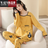 SHANCHAO睡衣女款2023年新款长袖秋天学生小熊显瘦家居服套装夏