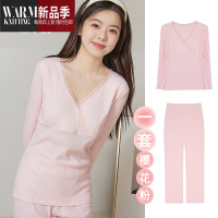 SHANCHAO月子服棉质薄款产后哺乳衣喂奶带胸垫睡衣大码套装夏季家居服